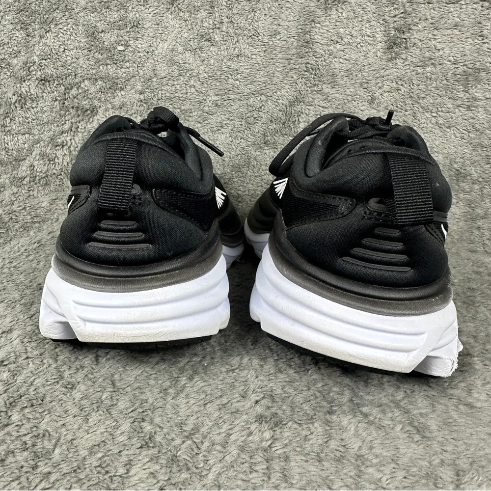 Hoka One One Shoes Womens 6 B Bondi 8 Black/White Running Athletic Gym - Picture 7 of 11